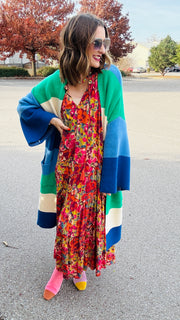 Boho Beauty Mixed Floral Maxi Dress- Olive Mix