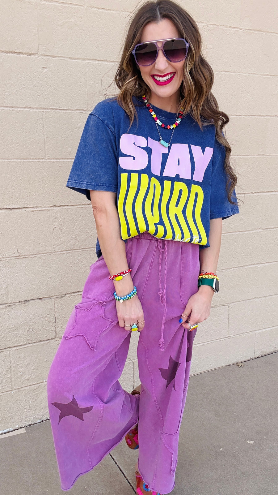 Stay Weird Acid Wash Tee