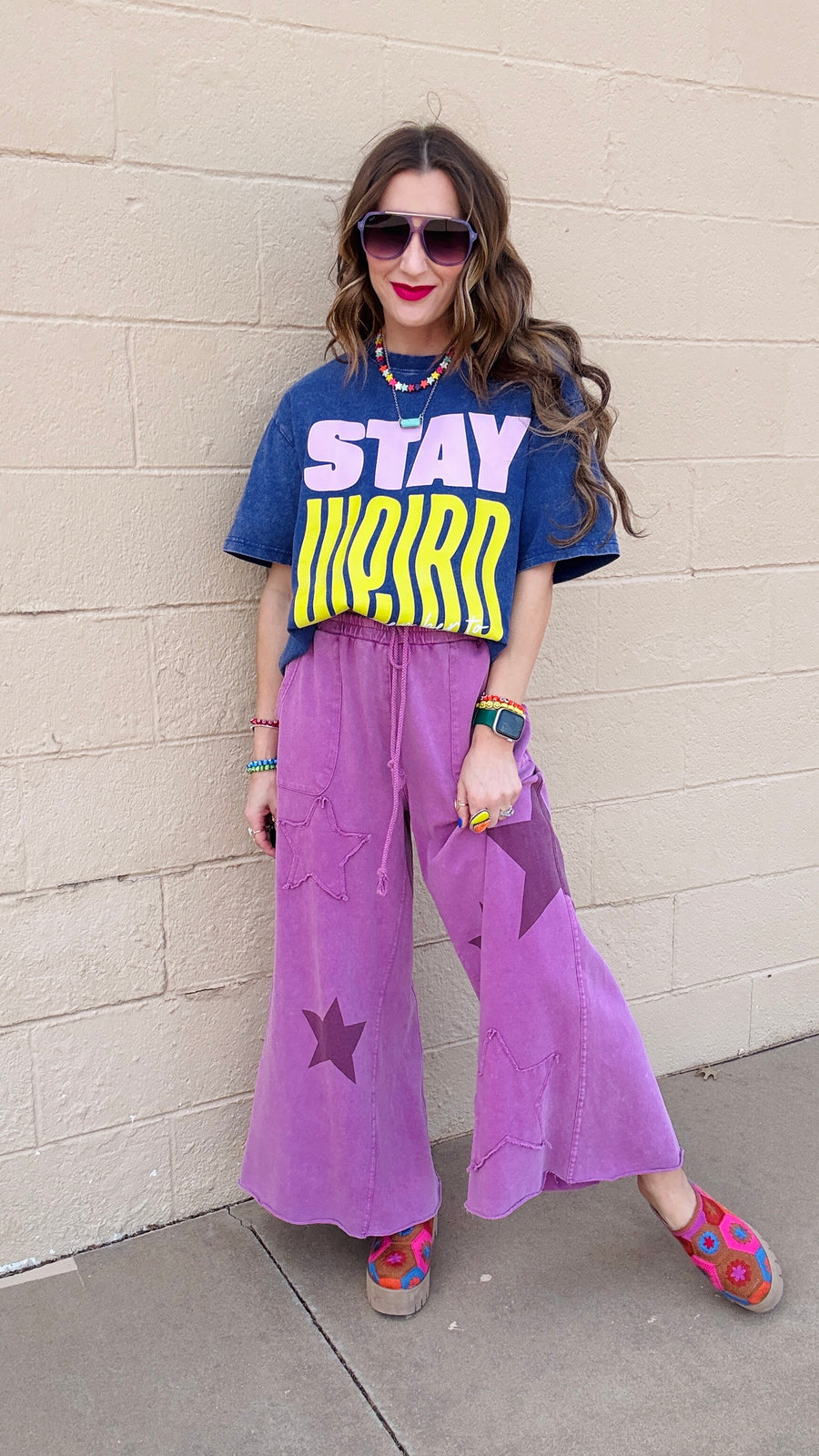 Stay Weird Acid Wash Tee