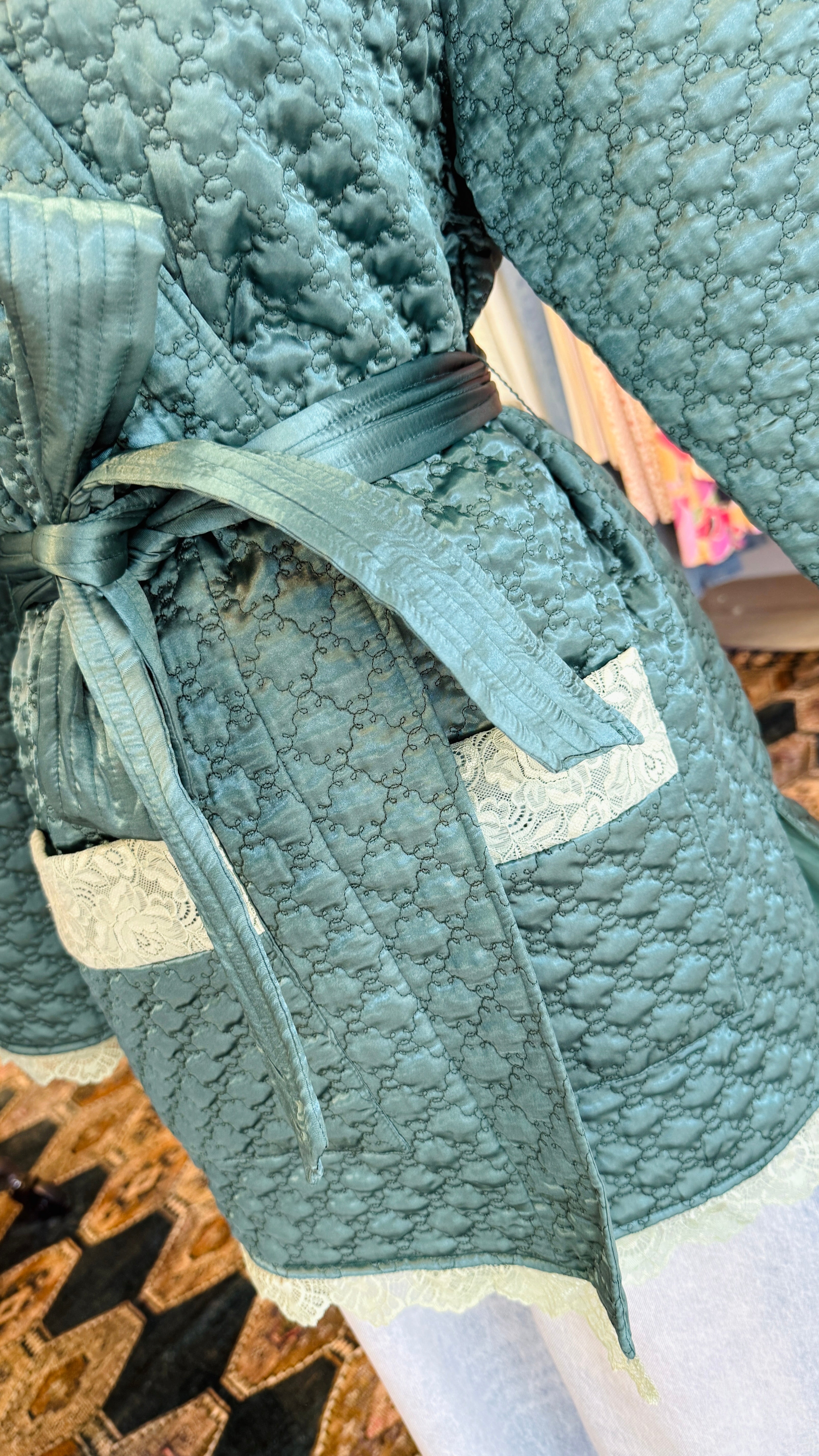 Azure Belle Quilted Smoking Jacket