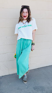 Weekend Wanderer Cropped Sweatpants-Evergreen