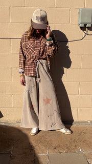 Superstar Distressed Patchwork Wide Leg Pants