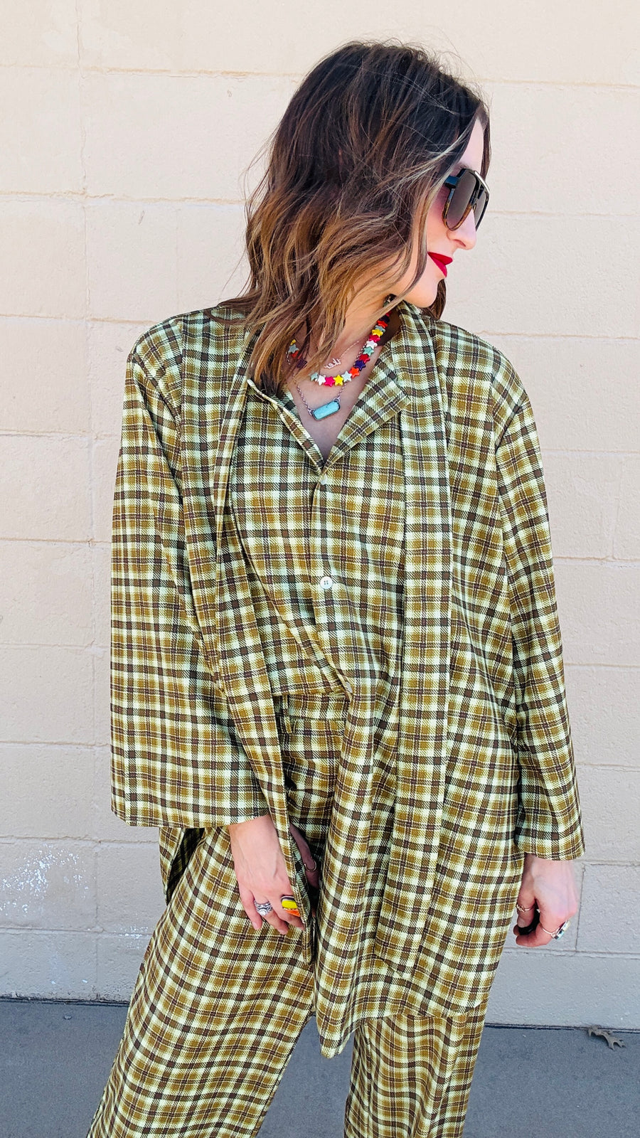 Lucky Charm Flowy Plaid Set