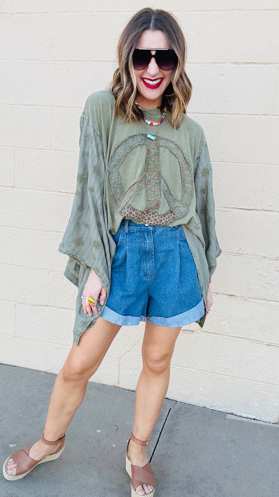 Sunset Stroll Pleated Denim Shorts