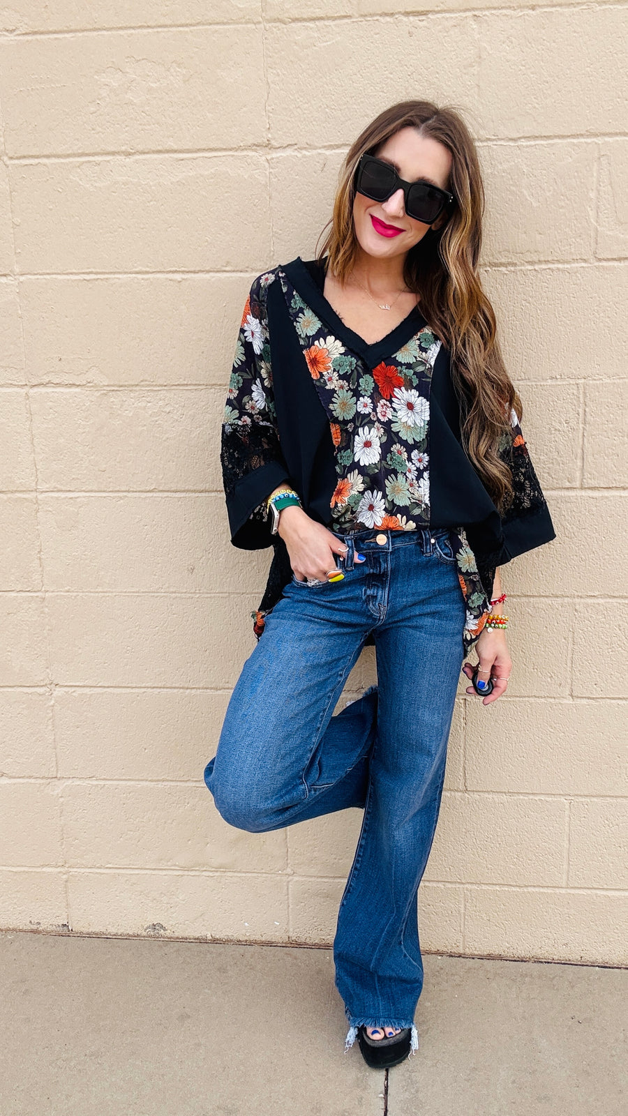 Noir Blossom Lace Top