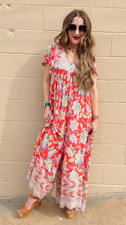 Blossom Breeze Flutter Sleeve Jumpsuit