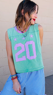 Victory Stars Muscle Tank-Green & Pink