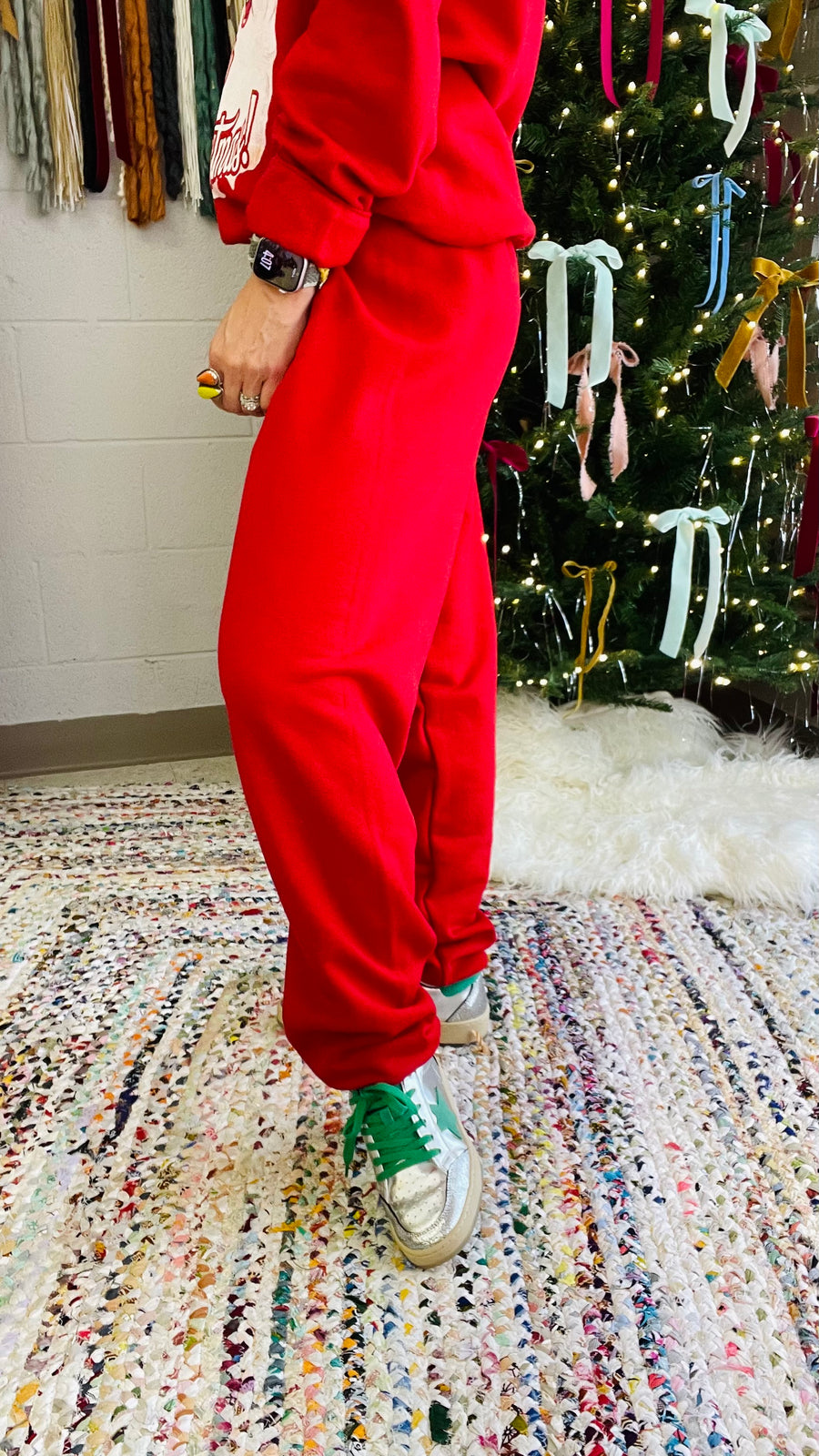 Ya Filthy Animal Graphic Holiday Sweats- Red