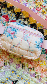 Quilted Floral Print Belt Bag