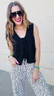 Shadow Petal Tie-Front Sweater