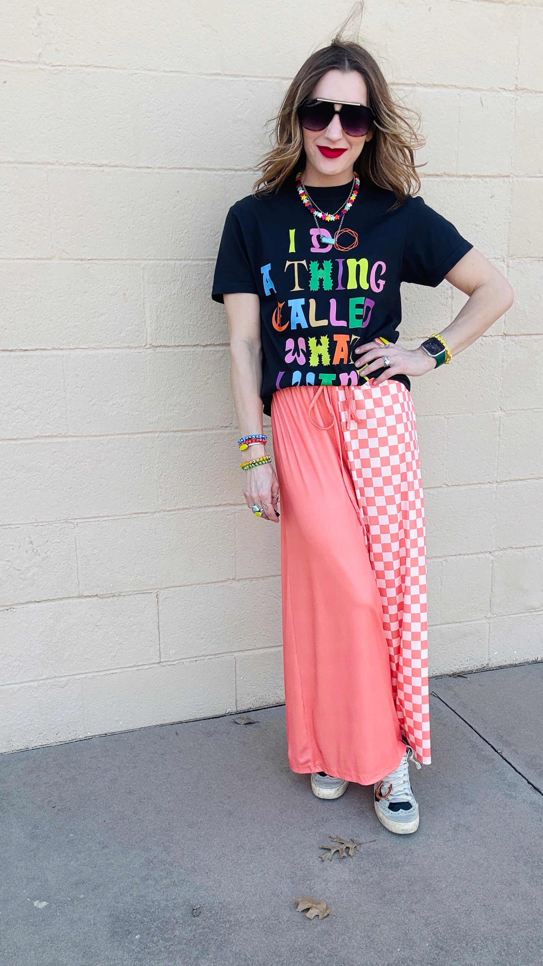 Checkmate Half & Half Pants- Salmon & Peach