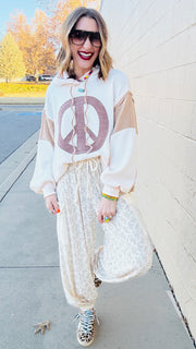 Peaceful and Pretty Waffle Knit Oversized Hoodie