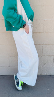 Cassie Ecru Wide Leg Sweats