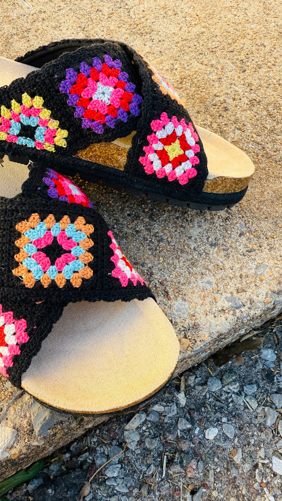 Tacoma Crochet Sandal in Black Multi