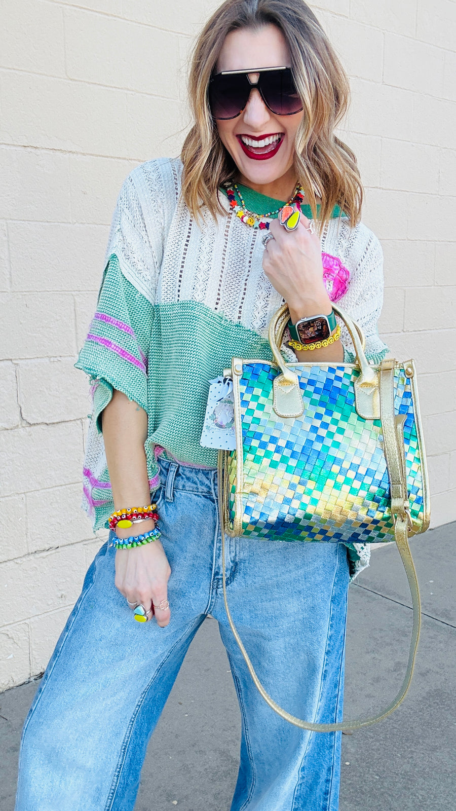 For the Bold, the Beautiful, Green Woven Tote