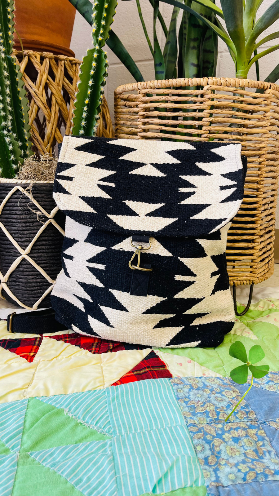 Atlas Cream & Black Aztec Backpack