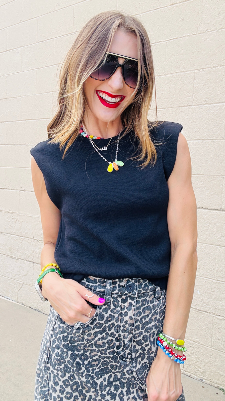 Classic Black Cap Sleeve Knit Top