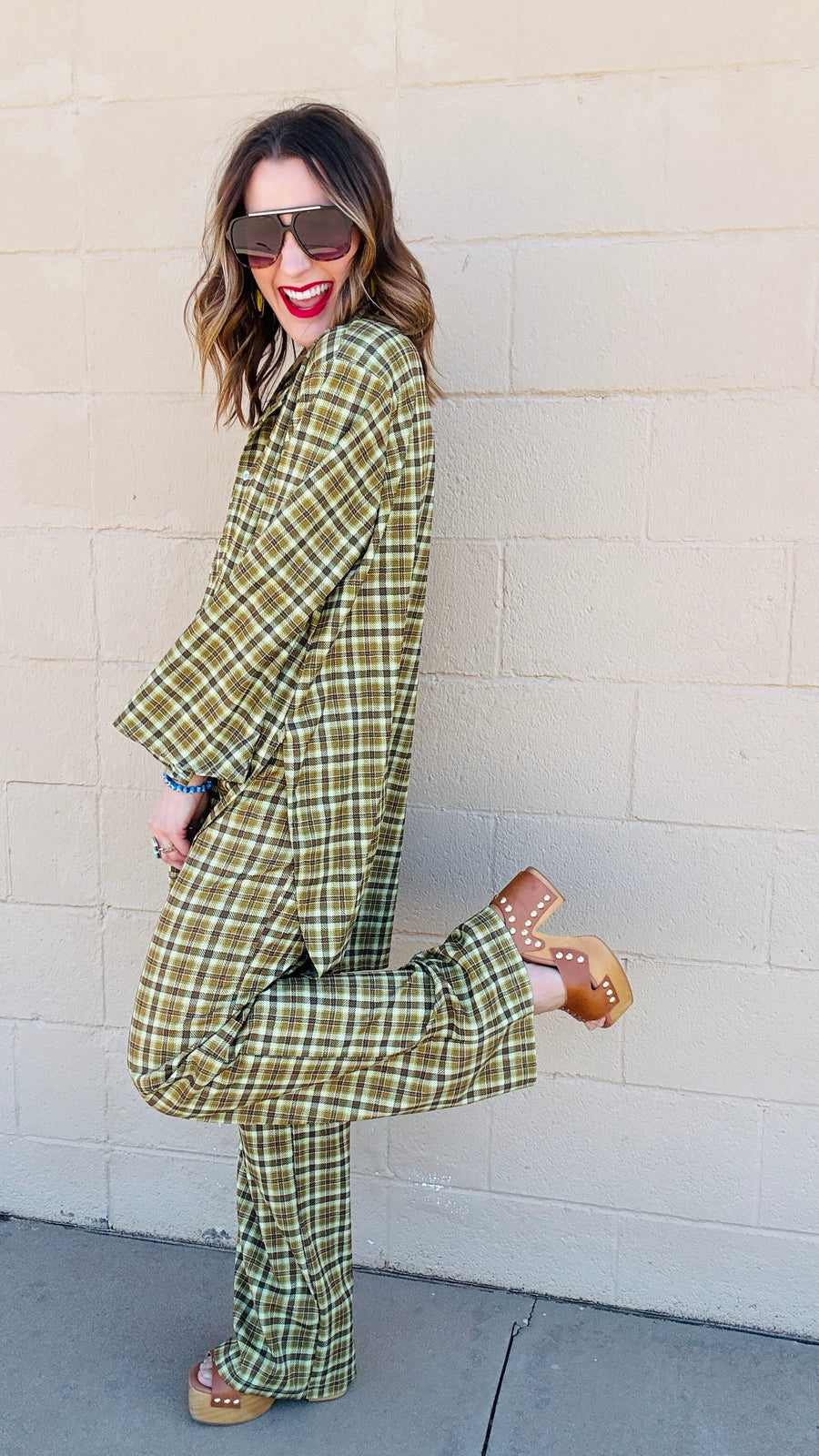 Lucky Charm Flowy Plaid Set