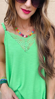 Lace Inset Dream Tank - Apple Green