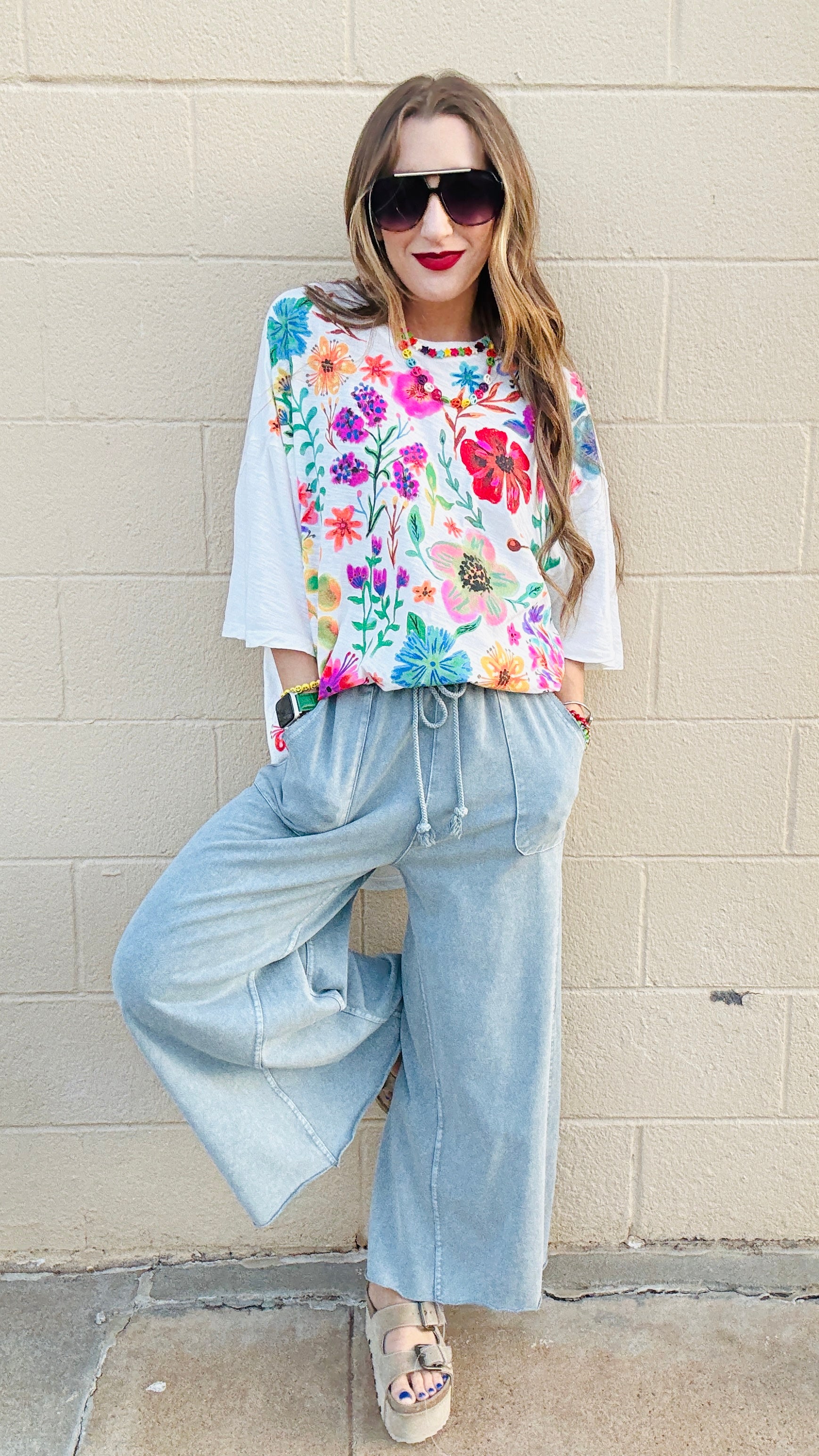 Weekend Wanderer Cropped Sweatpants-Faded Teal