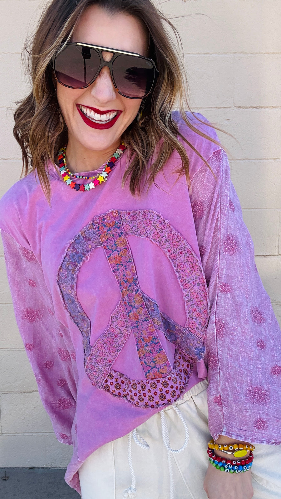 Peace & Petals Dolman Top-Dusty Rose