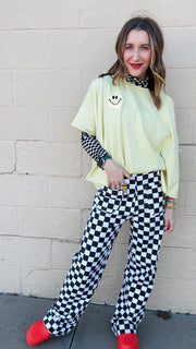 Black and White Checkered Mesh Top