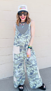 Free Spirit Patchwork Overalls- Camo