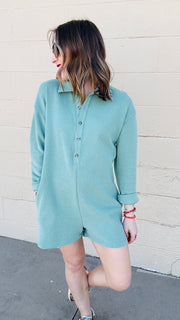 Pistachio Breeze Knit Romper