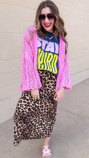Skyline Breeze Crochet Cardigan-Bubblegum Pink