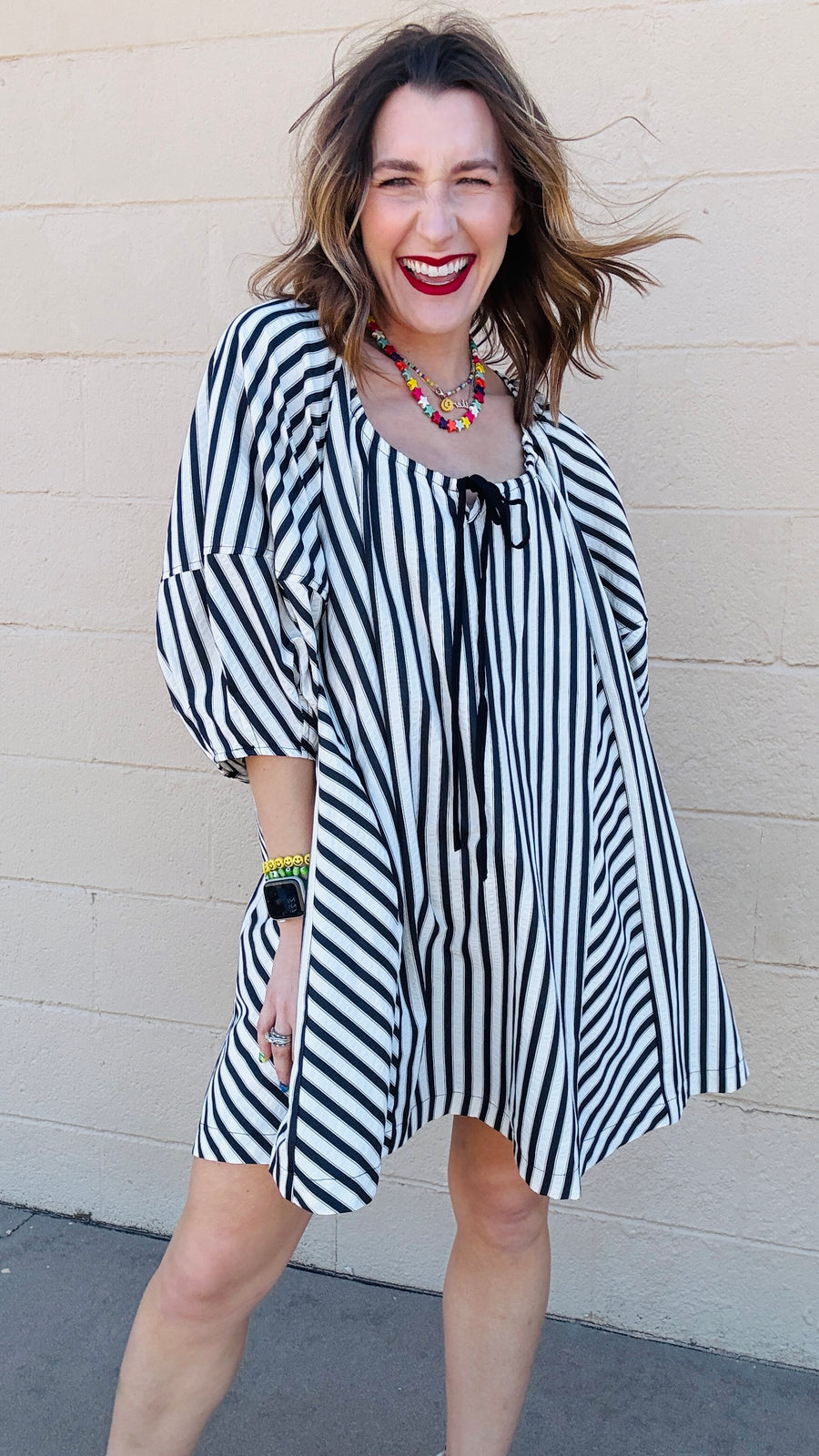 Kelsi Black & White Stripe Oversized Dress