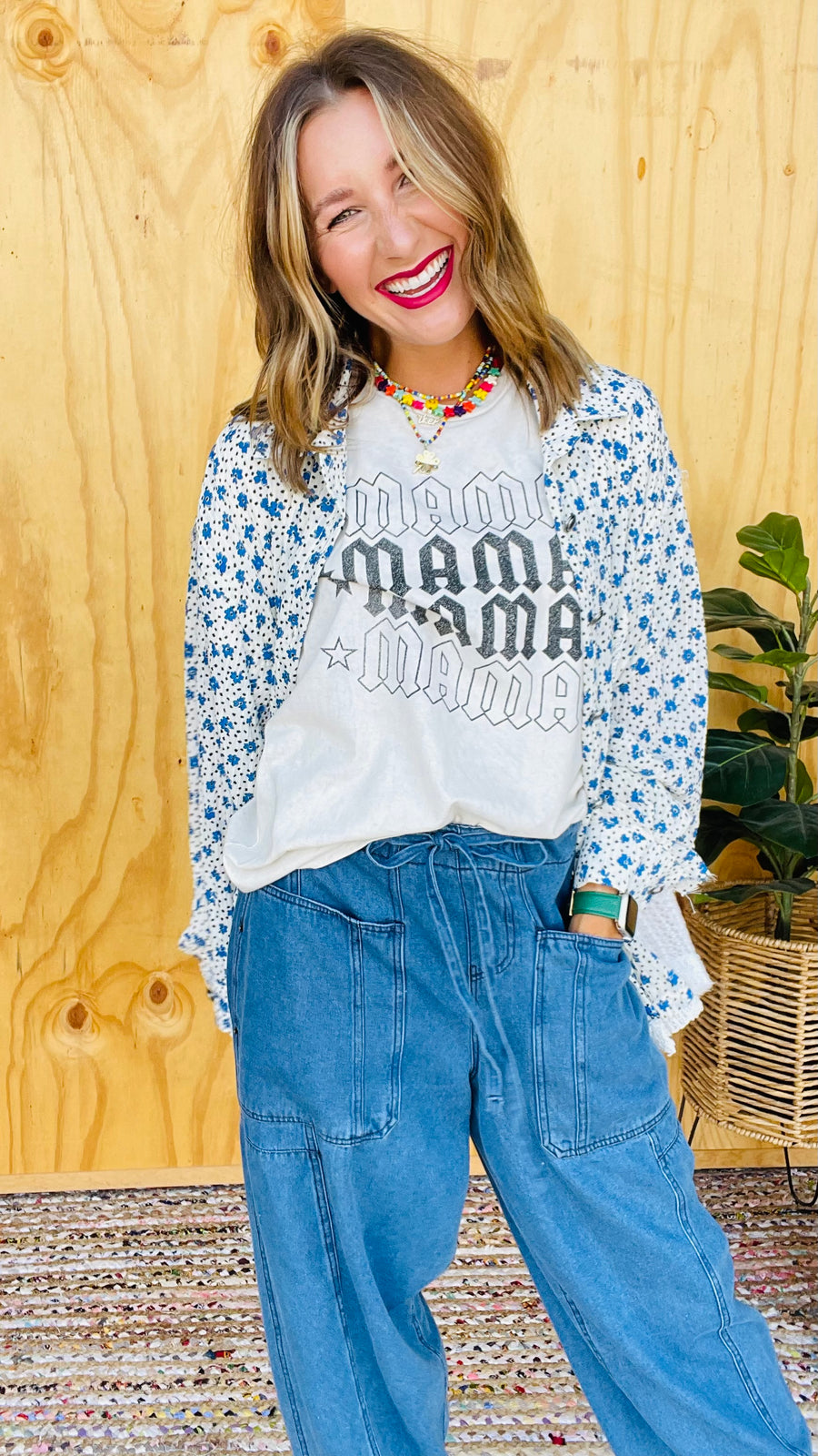 Mama Mineral Wash Graphic Tee- Off White