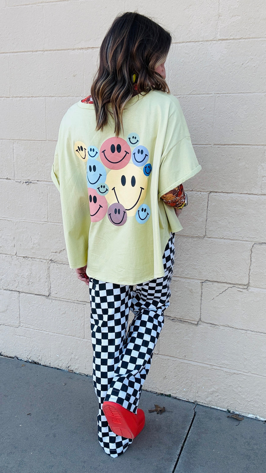 Bright Smiles Oversized Graphic Tee- Lime