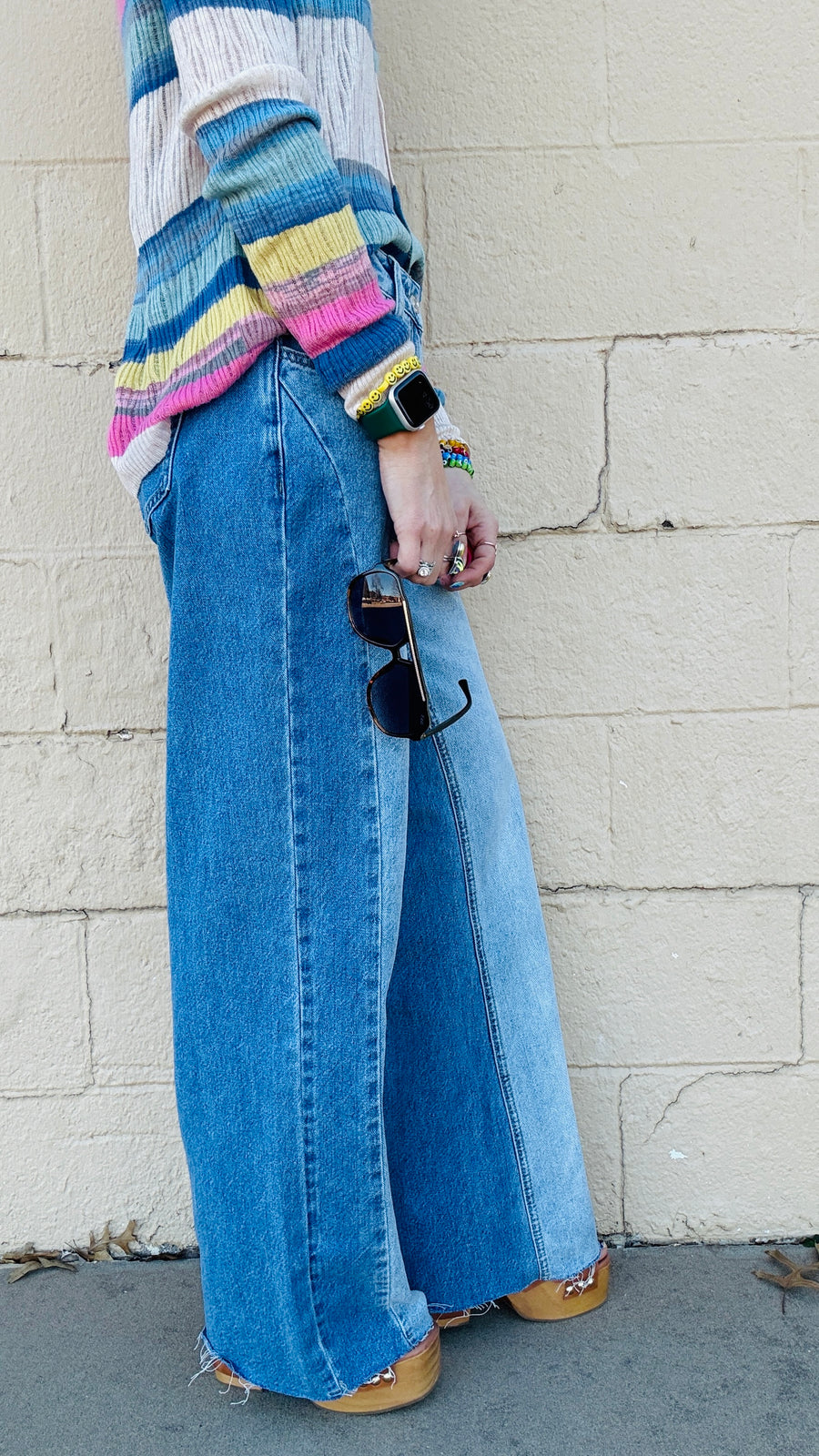 Dual Tone Straight-Leg Jeans