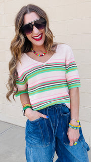 Sunset Citrus V-Neck Sweater