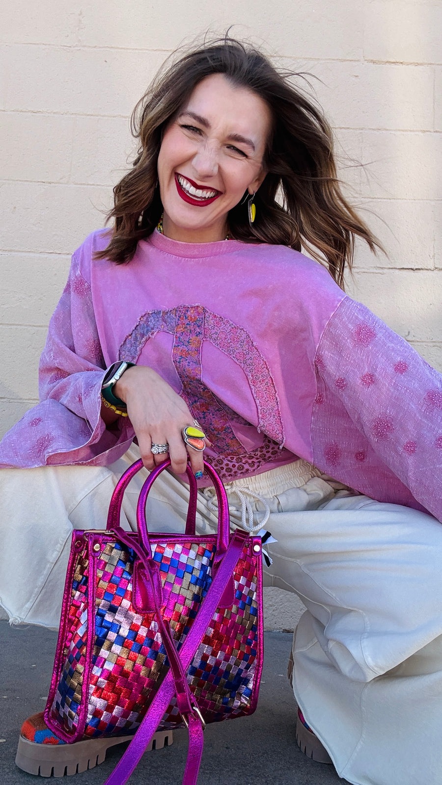 For the Bold, the Beautiful, Fuchsia Woven Tote