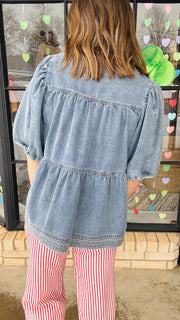 April Tiered Denim Top