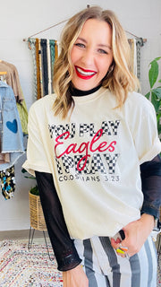 You Play, I Pray Checkered Eagles Game Day Tee