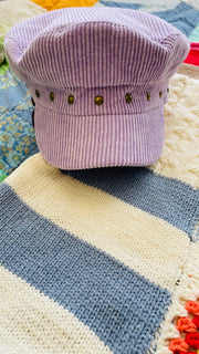 Studded Newsboy Corduroy Hat- Purple Iris