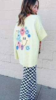 Bright Smiles Oversized Graphic Tee- Lime