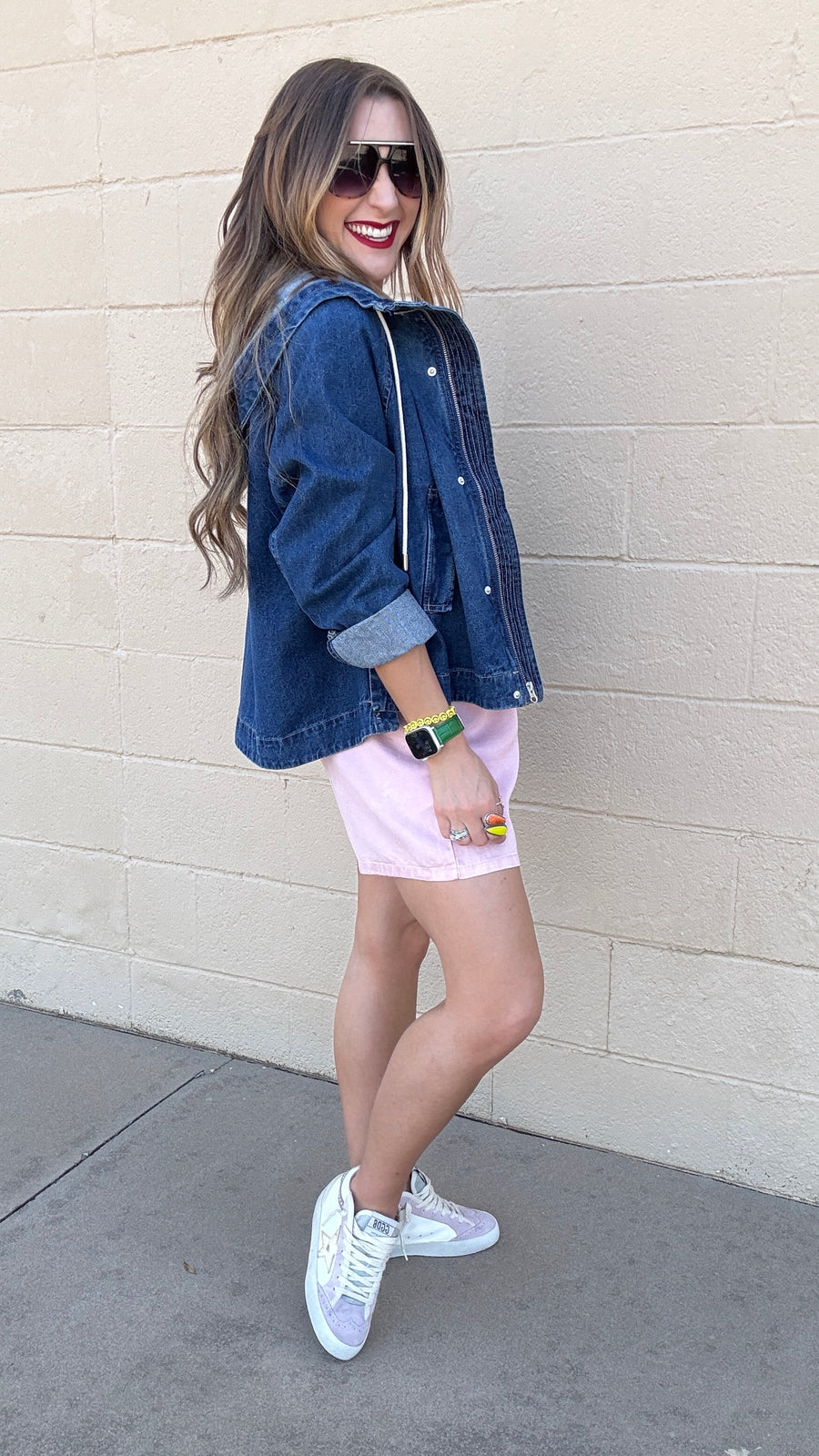 Oversized Raglan Sleeve Denim Jacket - Dark Wash