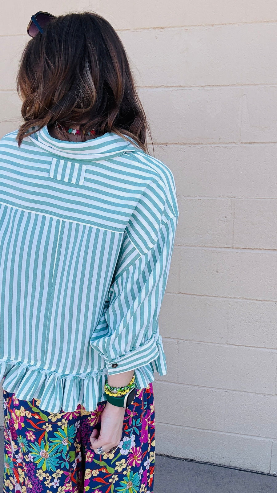 Emerald Charm Cropped Shirt