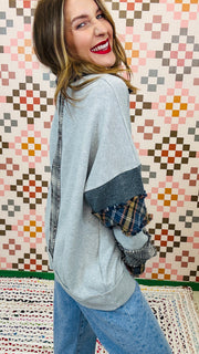 Mix Print Patchwork Oversized Pullover