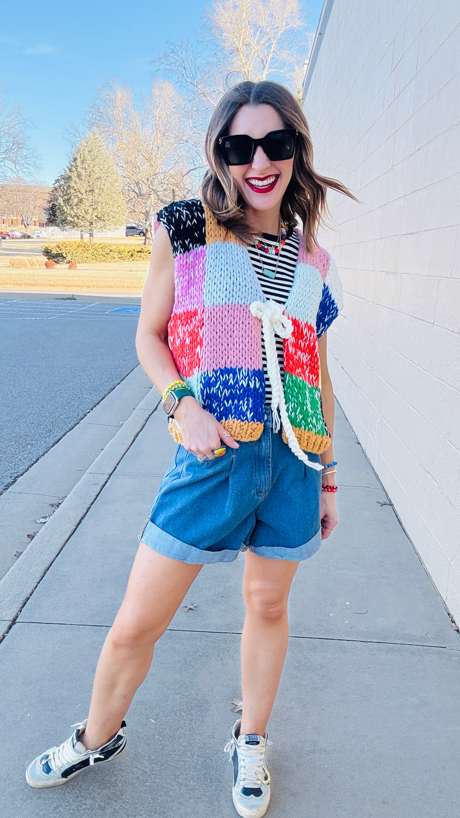 Prism Patchwork Tie-Front Vest