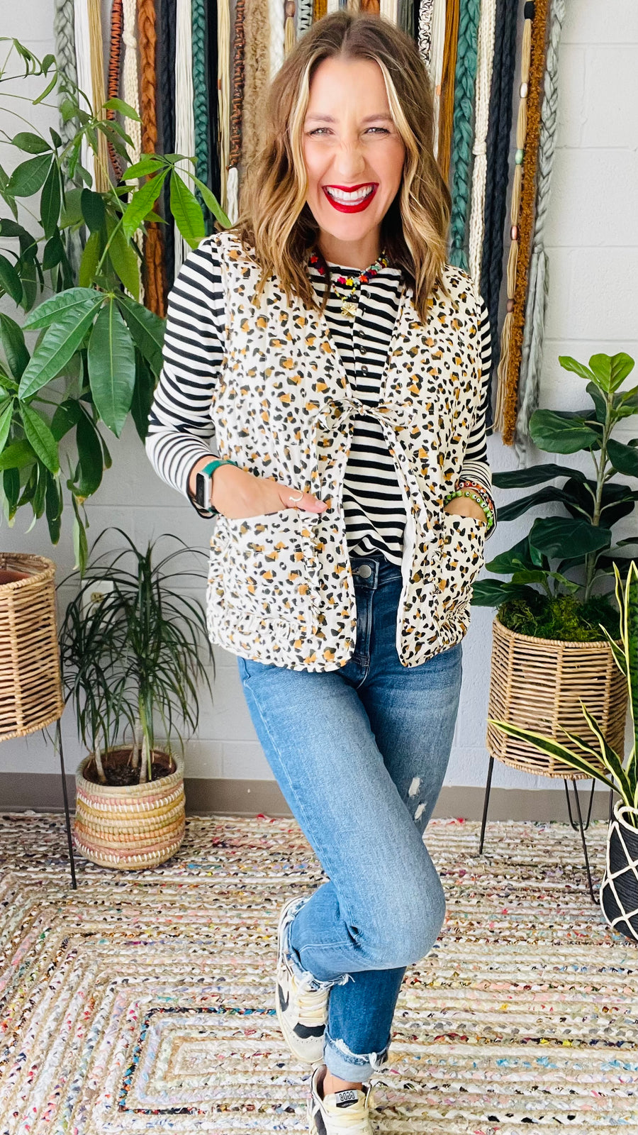 Watch My Spots Reversible Leopard Quilted Vest