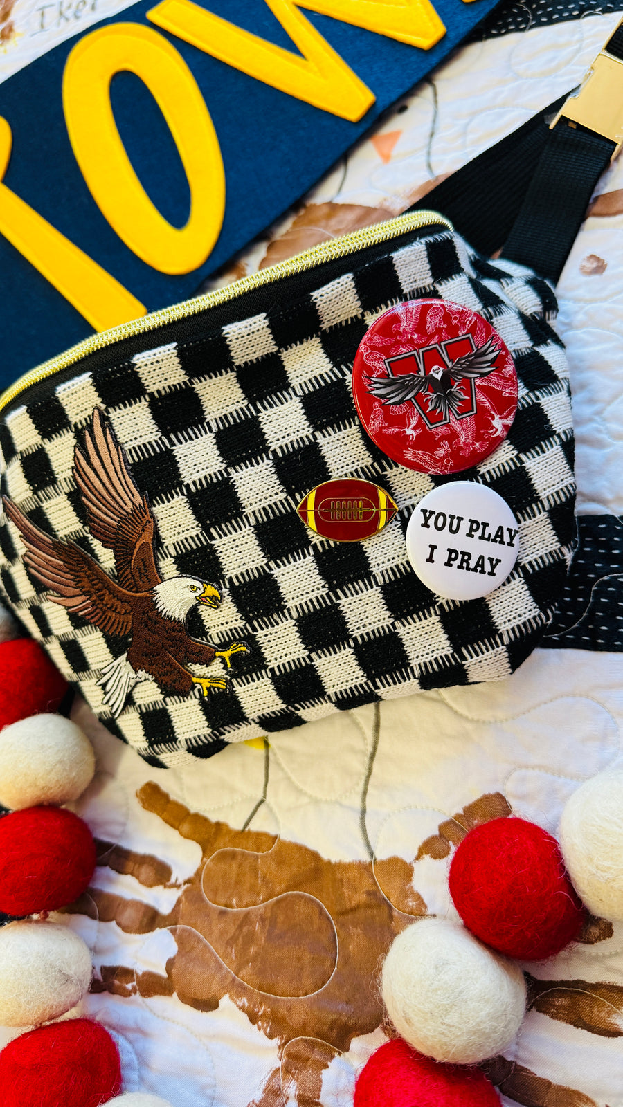 Eagle Pride Checkered Crossbody Bag