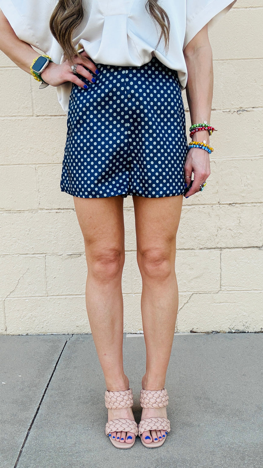 Polka Dot Perfection Satin Shorts - Navy