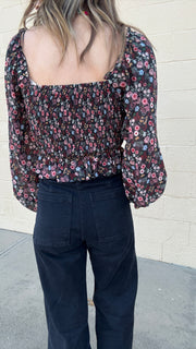 Floral Love Square Neck Mesh Blouse