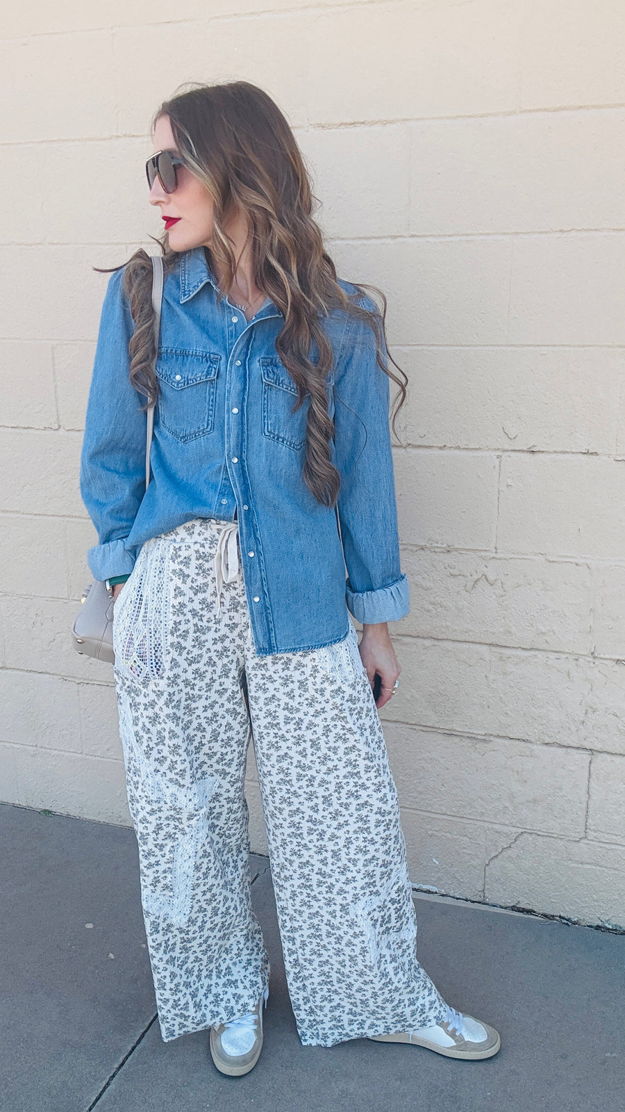 Ivory Blossom Lace Wide-Leg Pants