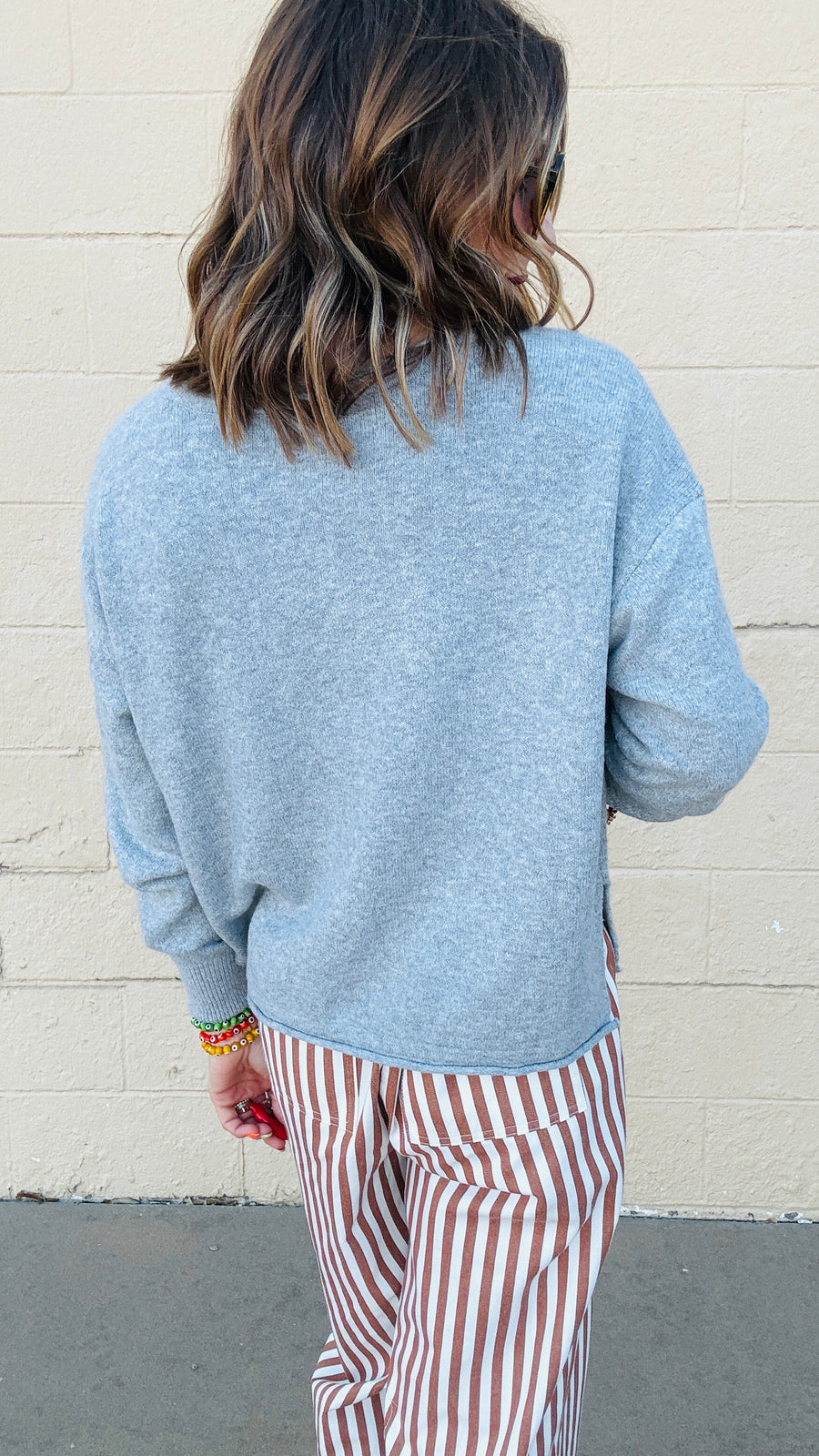 Favorite Exposed Seam Sweater- Heather Gray