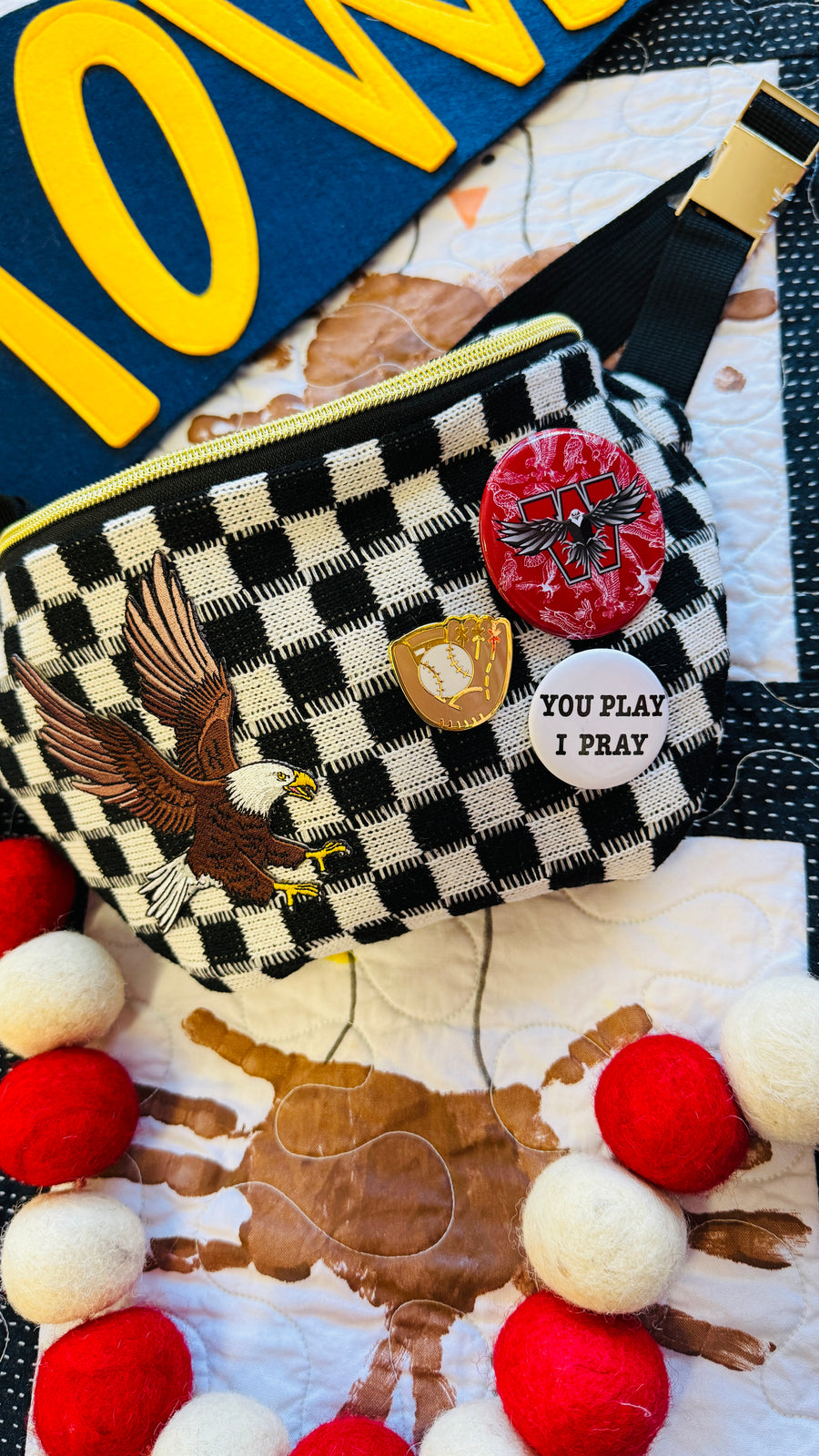 Eagle Pride Checkered Crossbody Bag